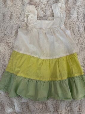 Zara Tiered Ruffle Sundress in White, Yellow & Light Green